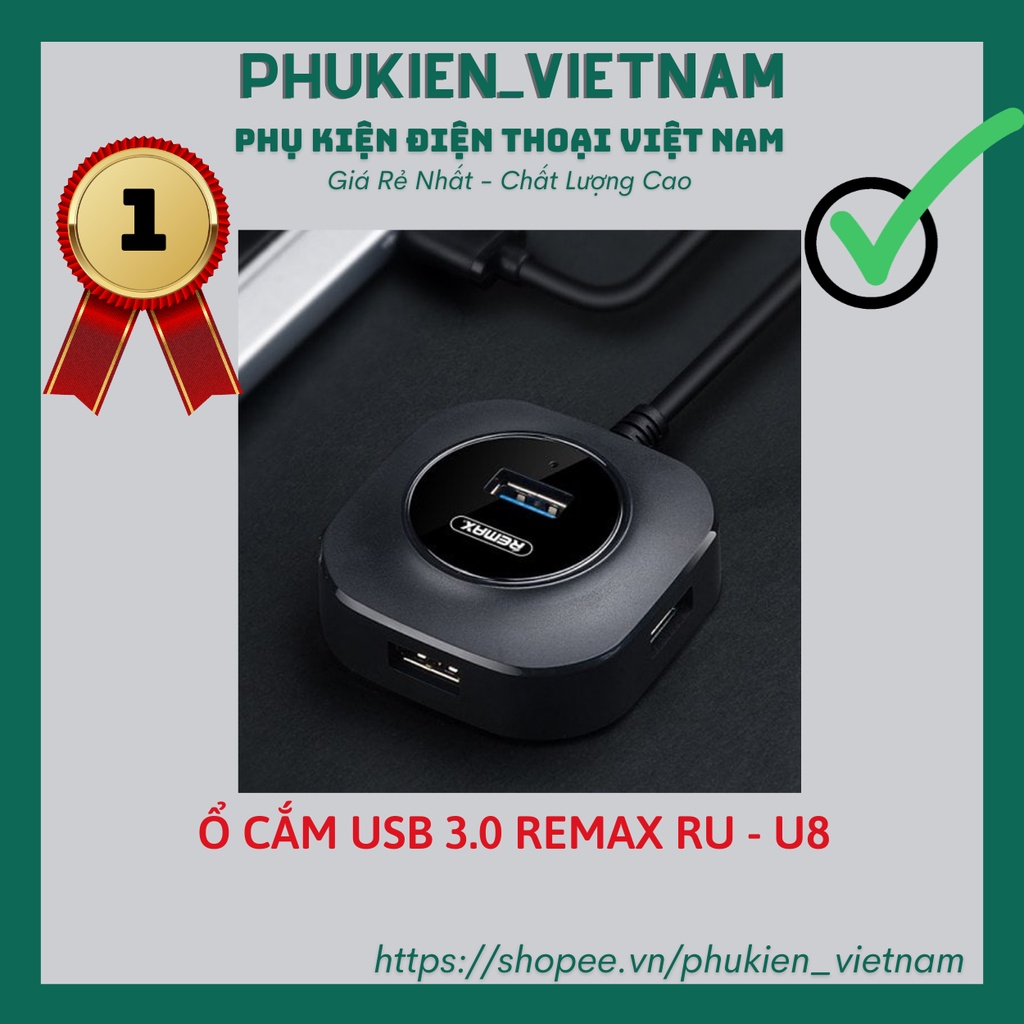 Ổ cắm USB 3.0 Remax RU-U8 ✔ Chất Lượng Cao ✔ Bảo hành Toàn quốc