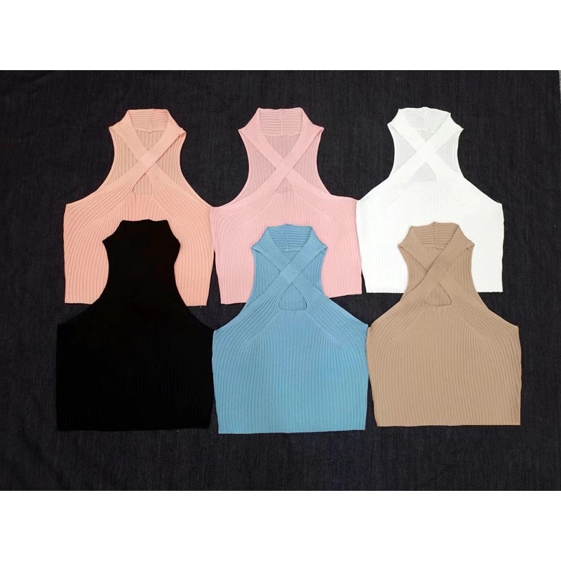 Áo Croptop Dệt Kim Thiết Kế Đan Dây Chéo Thời Trang Mùa Hè Mới Gợi Cảm Dành Cho Nữ
