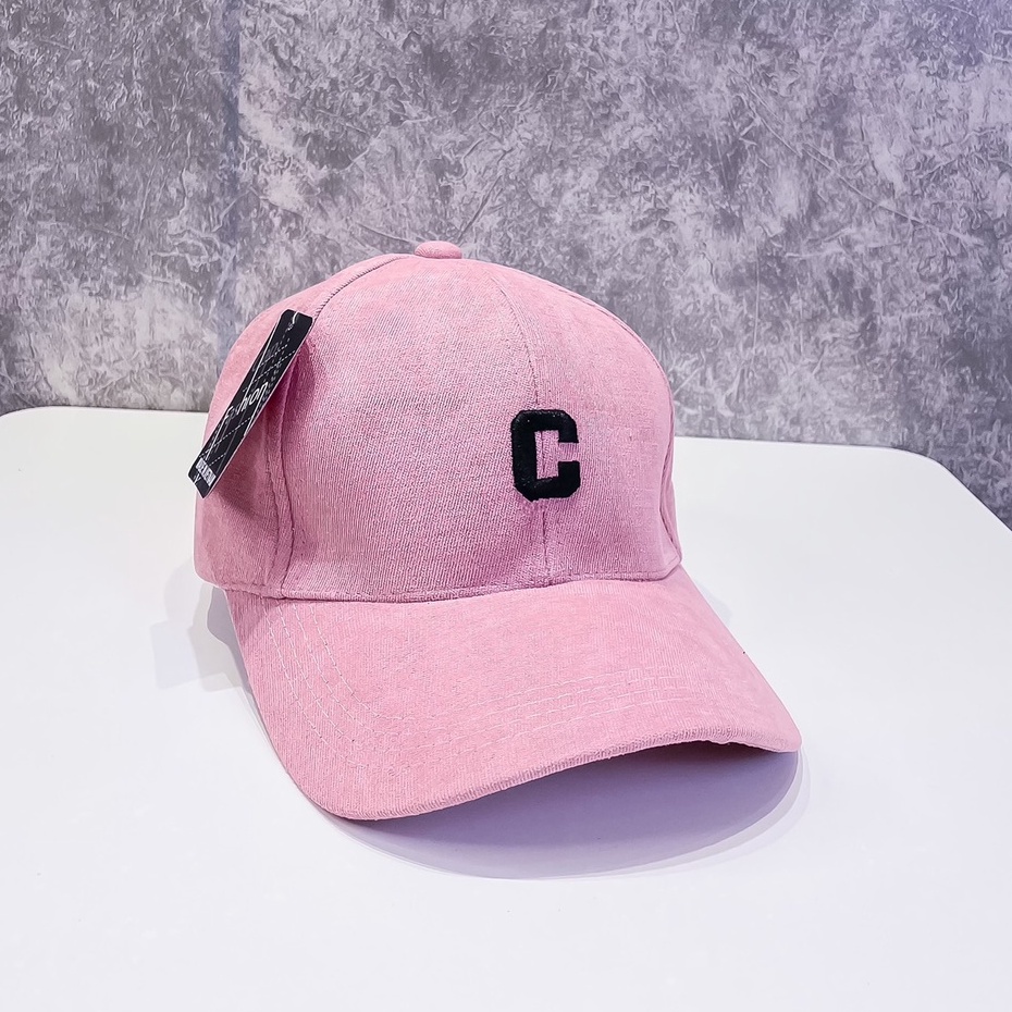 Mũ Lưỡi Trai Nón Kết Nhung Cao Cấp Thêu Chữ C 462 Phong Cách Ulzzang Form Unisex Nam Nữ - Hazo