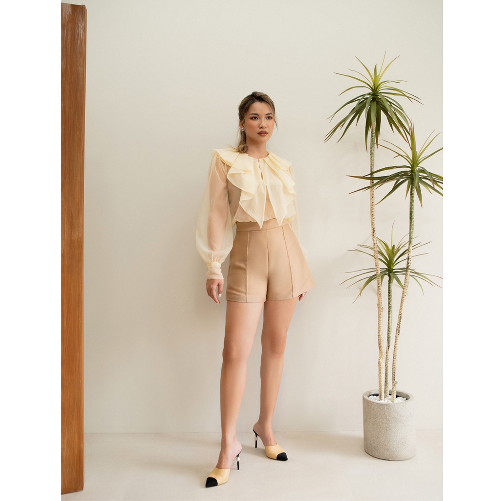 Des Fleurs - Áo kiểu Sydney Ruffled-Collar sheer Blouse
