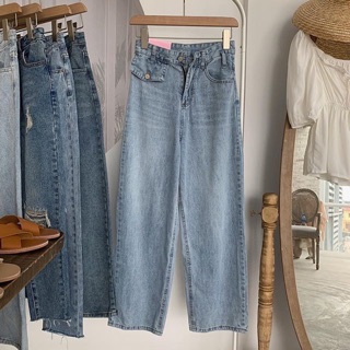 Quần culottes jeans cạp cao túi nắp J3380