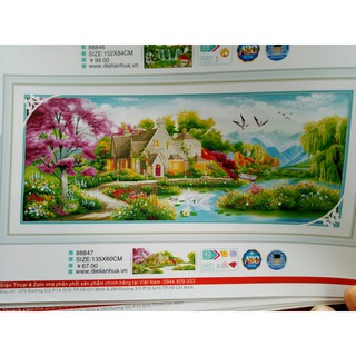 tranh thêu chữ thập ngôi nhà tình yêu kt 135x60cm