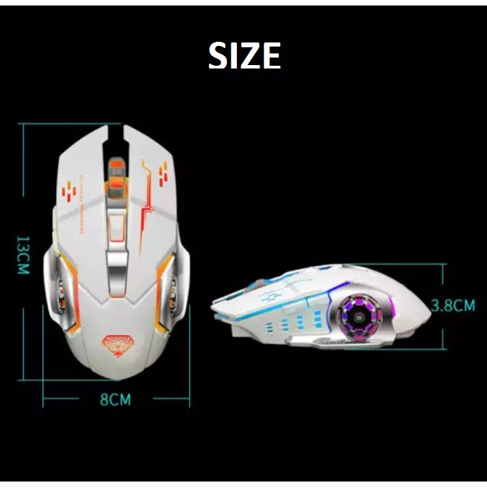 Chuột không dây chuyên game Divipard Q3 Silent Led màu dùng pin sạc