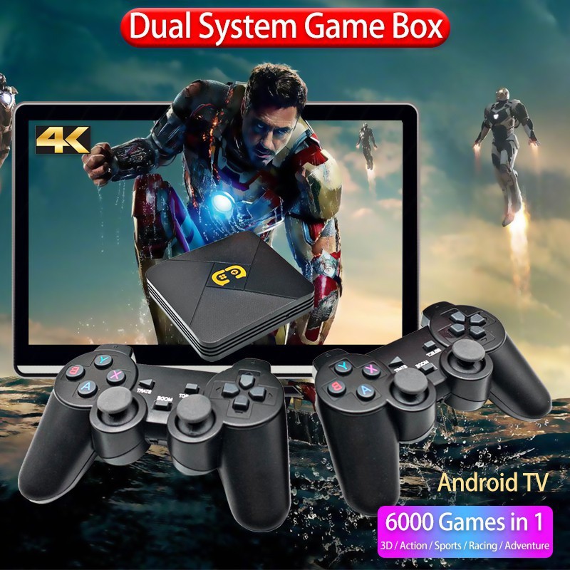 💛Tận +5600game💛Máy Chơi Game Cầm Tay 4 Nút HDMI Không Dây Tích Hợp Android Tivi Box chơi game PSP / PS1 / FC / NES / N64