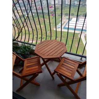 Giá sốc bộ bàn ghế gỗ ngoài trời, trong nhà, quán cà phê, sân vườn ,gấp gọn đẹp mắt