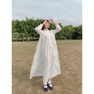 Đầm babydoll trắng dài