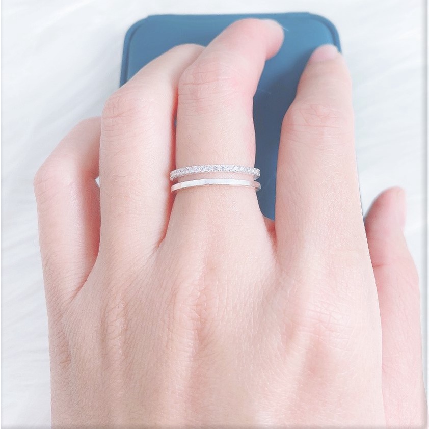 Nhẫn hở 2 hàng cá tính, nhẫn nữ chất liệu bạc ta sang trọng - Trang sức bạc Evasilver