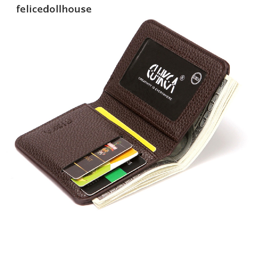 Ví da PU Fellicedollhouse đựng tiền xu / thẻ tín dụng nhỏ gọn cho nam