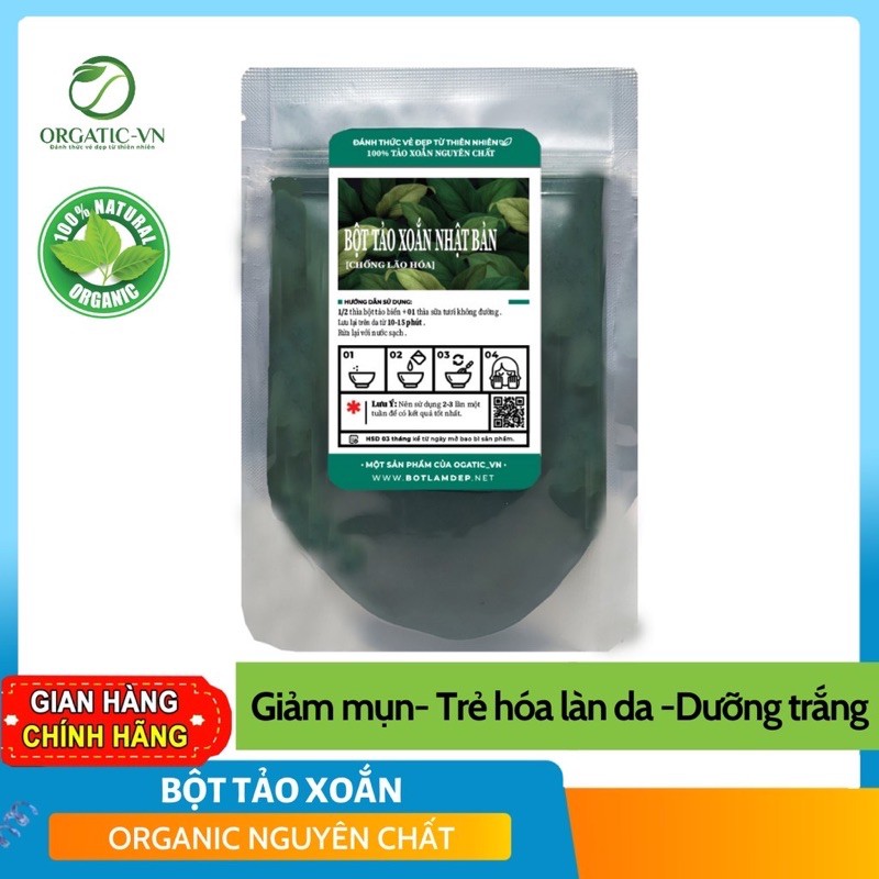 100gr Bột tảo xoắn  Spirulina vi kim nguyên chất handmade giá sỉ tại gốc