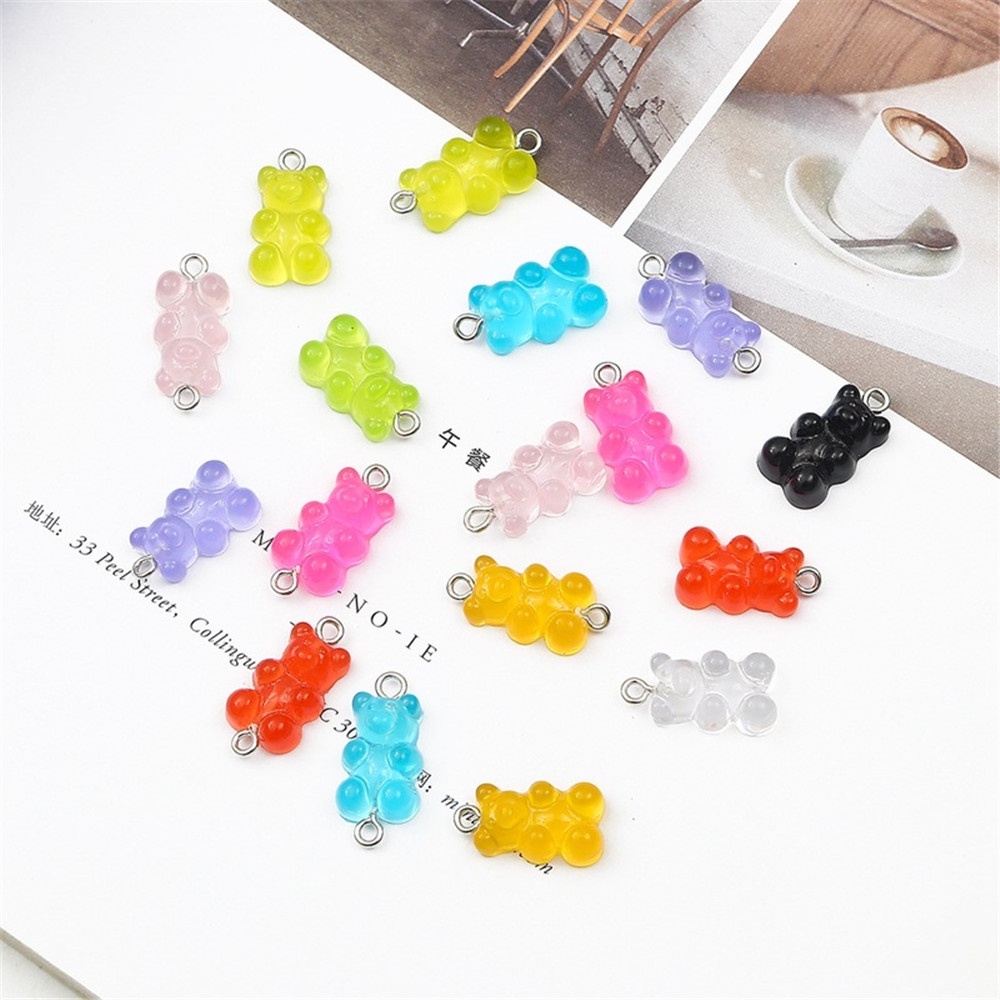 Charm Gấu kẹo dẻo 2 khoen/ Gummy Bear 2 khoen đầu và đuôi/ Gấu gummy 2 khoen