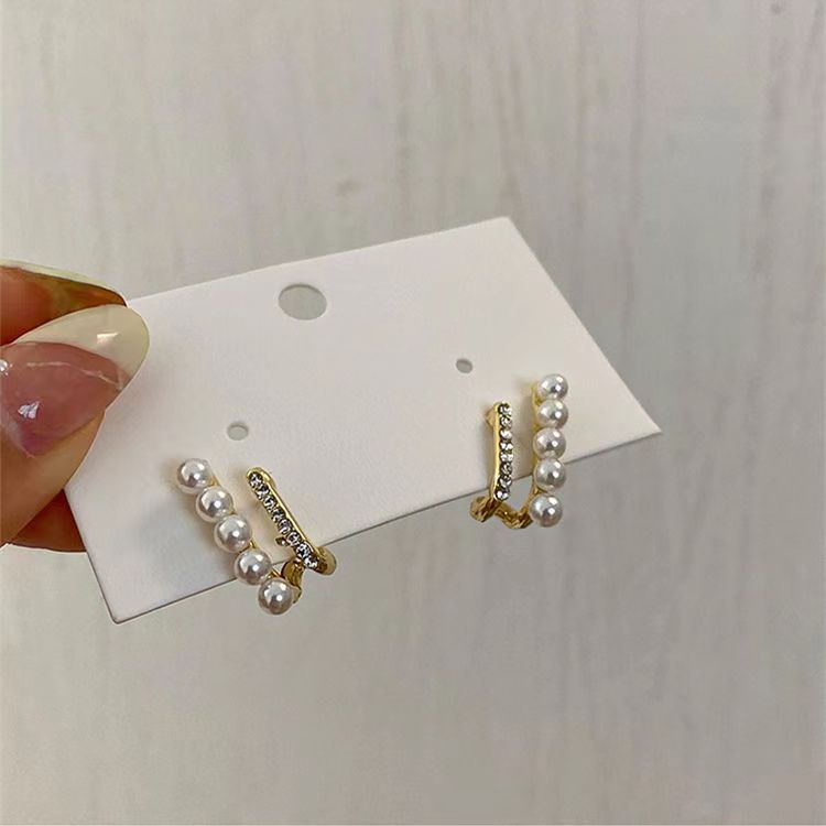 Khuyên Tai Hai Lớp Đính Ngọc Trai Và Đá Ngọc Trai Phong Cách Thời Trang Hàn Quốc 2022 Cho Nữ