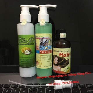 [Chính Hãng] Combo 3sp (1 Tinh dầu bưởi +1 Dầu gội bưởi +1 Dầu xả dừa) Kích mọc tóc dày dài, mượt, giảm rụng tóc hói đầu