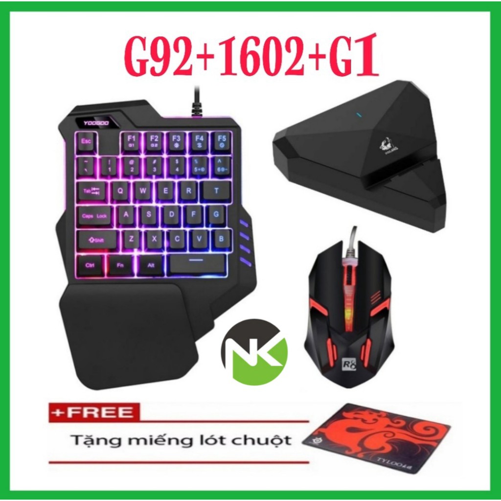 Combo Trọn Bộ Bàn Phím G92 + Chuột 1602 + Hộp Chuyển Đổi G1 chơi game PUBG Mobile cho Android, IOS, iPad như PC - NK | WebRaoVat - webraovat.net.vn