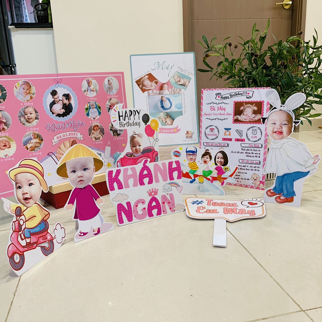 Combo hình Chibi phụ kiện bé trai bé gái để bàn trang trí sinh nhật Nhật Toàn