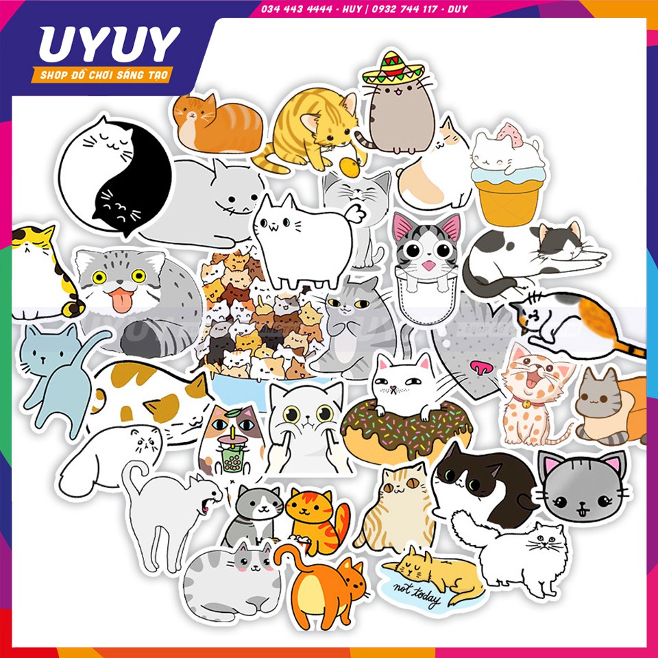 Combo 50 Miếng Sticker 💕Dễ Thương💕 Sticker Nhiều Chủ Đề Dễ Thương Trang Trí, Dán Nón BH, Valy, Laptop,...