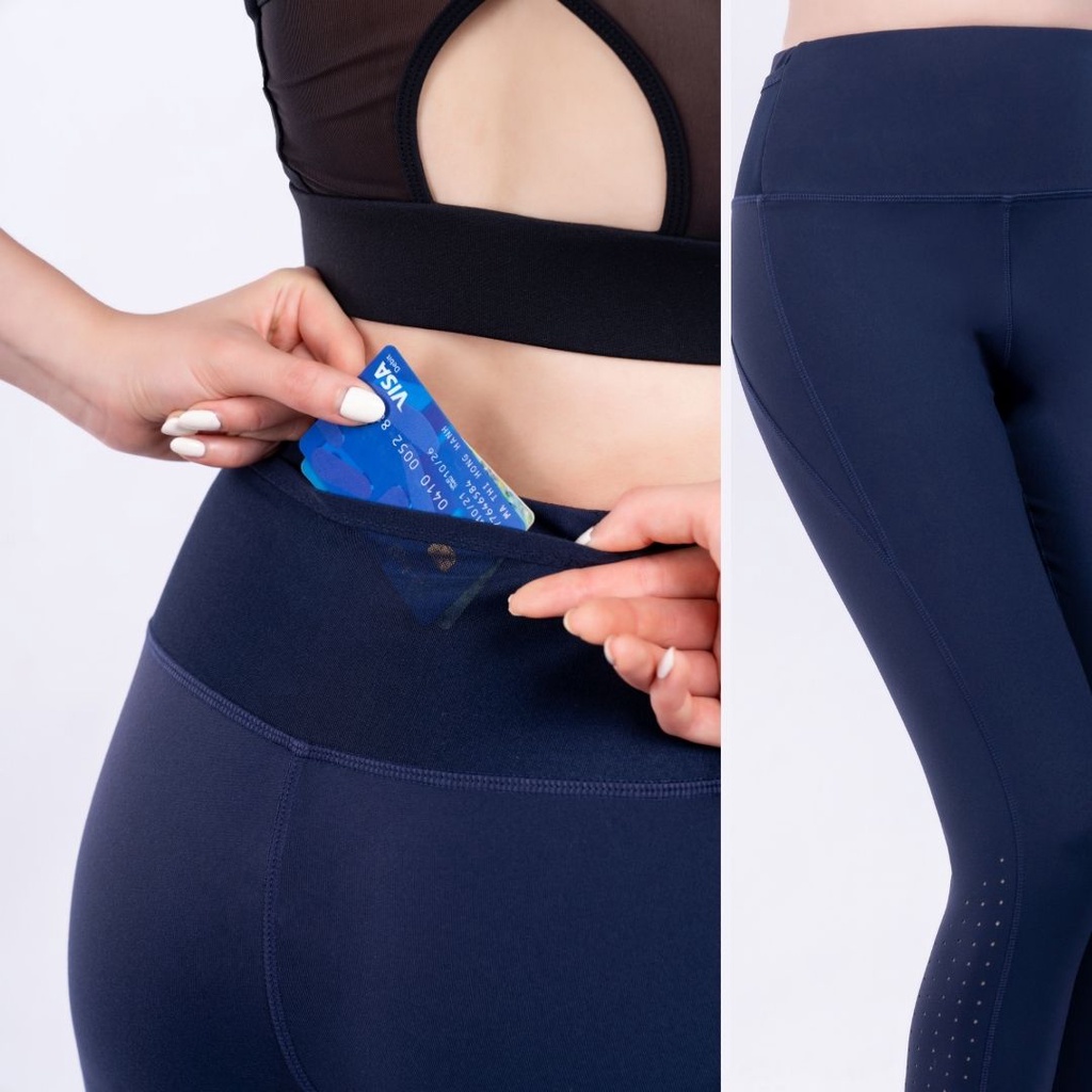 Quần Legging Dáng 7/8 Befree Livan Sport Cạp Cao Co Giãn Màu Tím Than