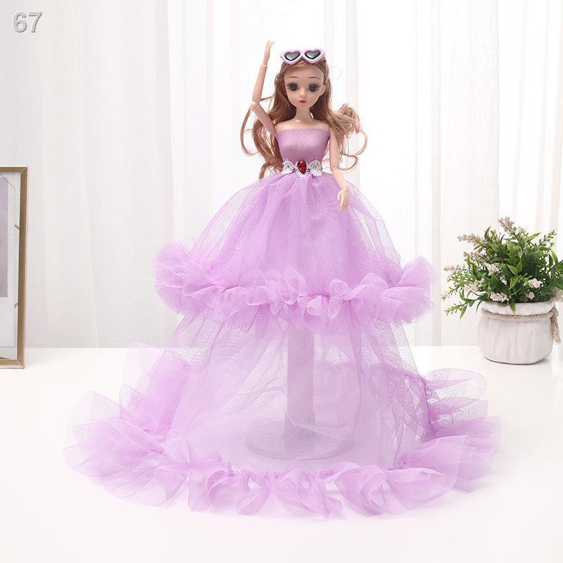 3D mắt thật búp bê Barbie đám cưới quà tặng sinh nhật cô gái nhỏ 45cm play house món đồ chơiG