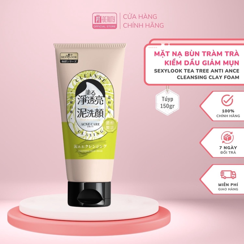 Mặt nạ bùn tràm trà kiềm dầu giảm mụn SEXYLOOK Tea Tree Anti Ance Cleansing Clay Foam 150g