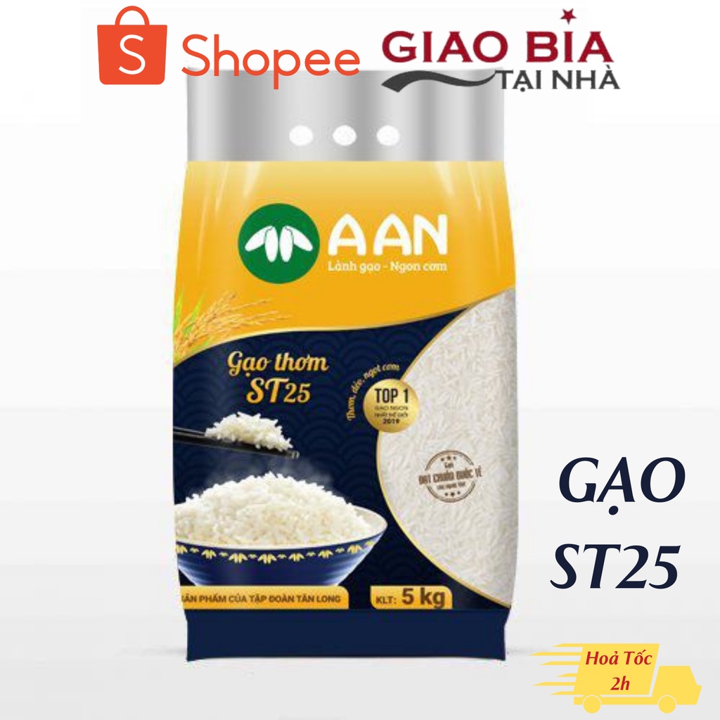 Gạo ST25 A AN Túi 5Kg - Cơm Mềm Dẻo, Thơm Nhẹ, Vị Ngọt - Gạo Ngon Nhất Thế Giới | Date Mới Chính Hãng