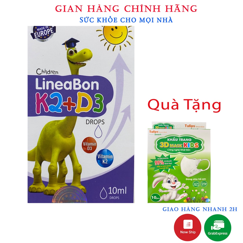 LineaBon K2+D3.Bổ Sung Vitamin K2D3 Tăng Cường Hấp Thu Canxi Tối Đa Trẻ Cao Lớn Khỏe Mạnh