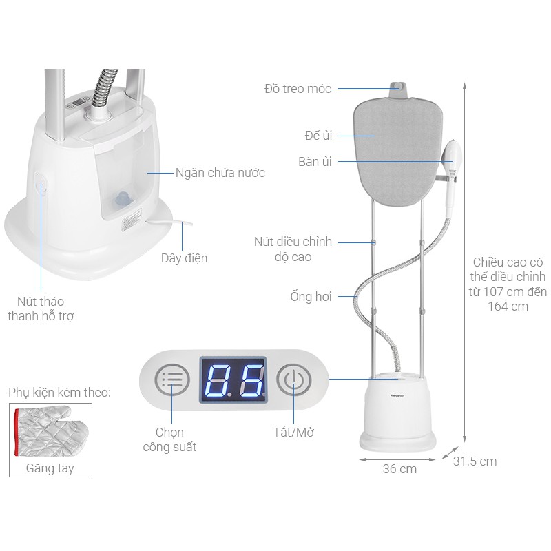 Bàn là hơi nước đứng Kangaroo KG75B8