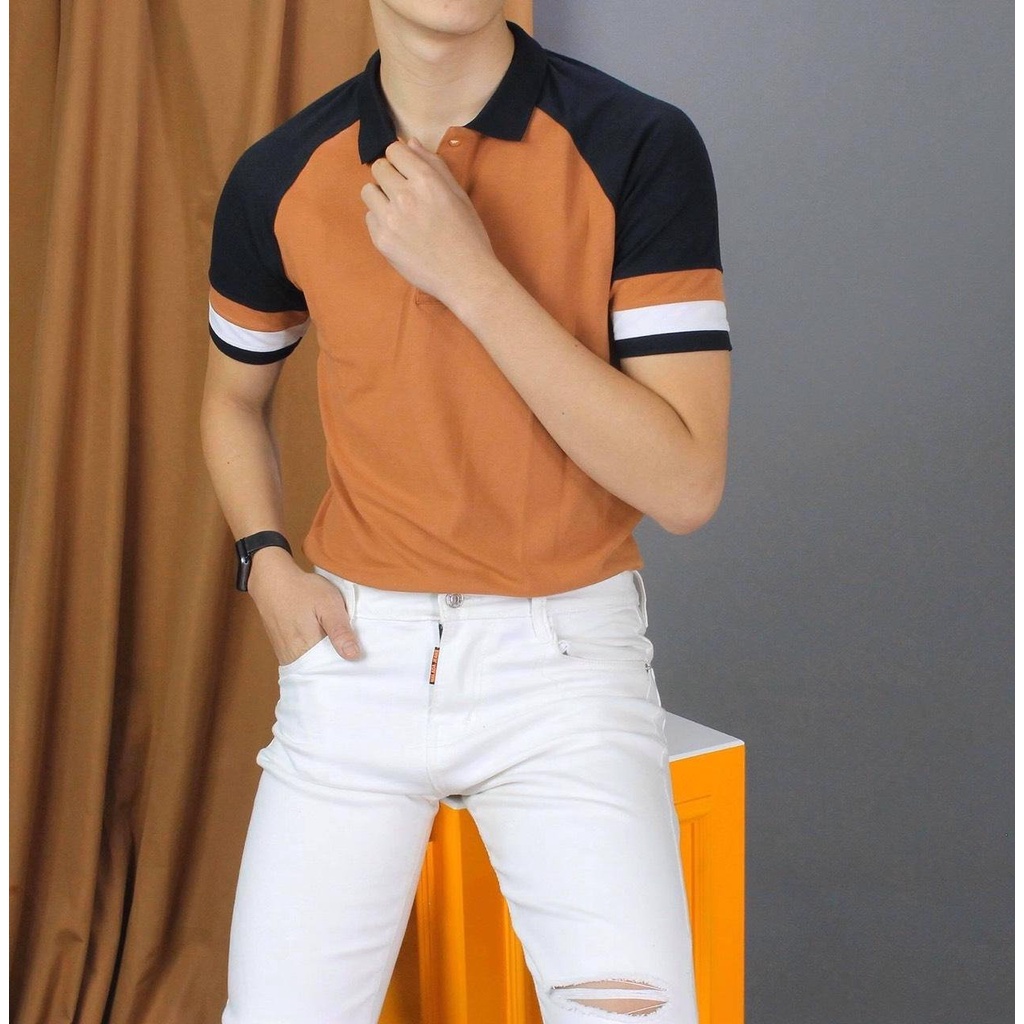 Áo Thun Nam Polo Phối Màu Boa Tay Áo Thời Trang ERINA Tạo Cảm Giác Thoải Mái Khi Mặc