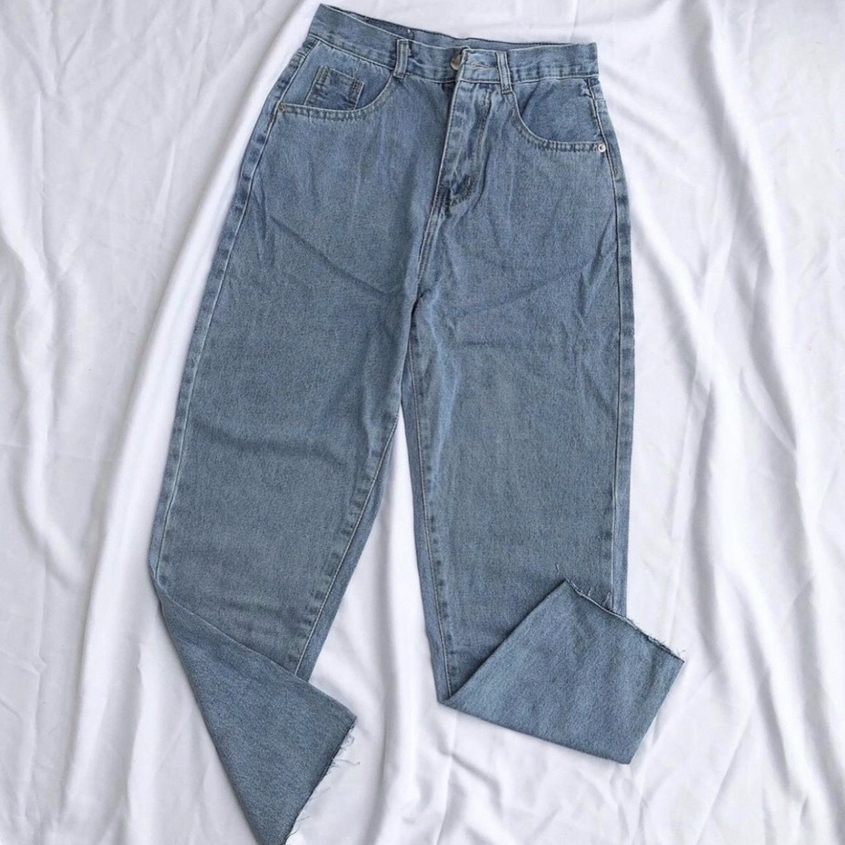 Quần jean bò baggy lưng cạp cao form rộng chất đẹp Guguno