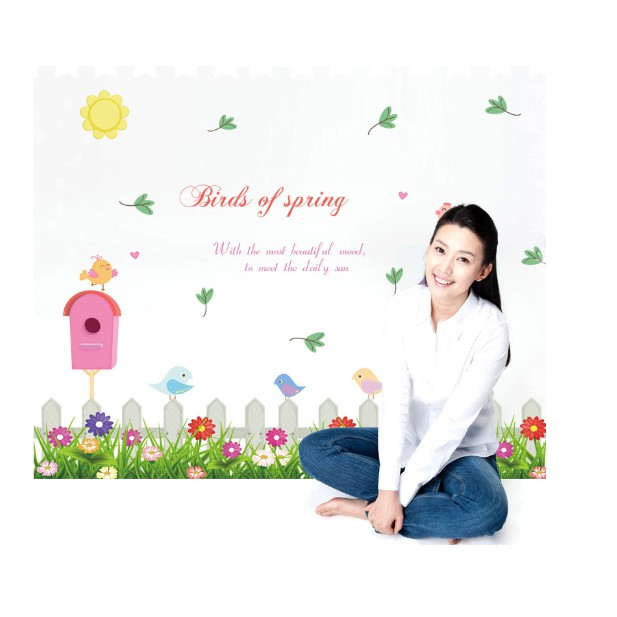 Decal trang trí chân tường hoa