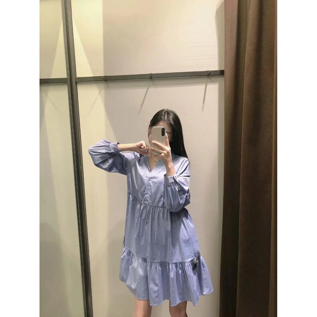 Zara Morocco full tag - Đầm Zara trơn dáng babydoll DT2BBDG54N10