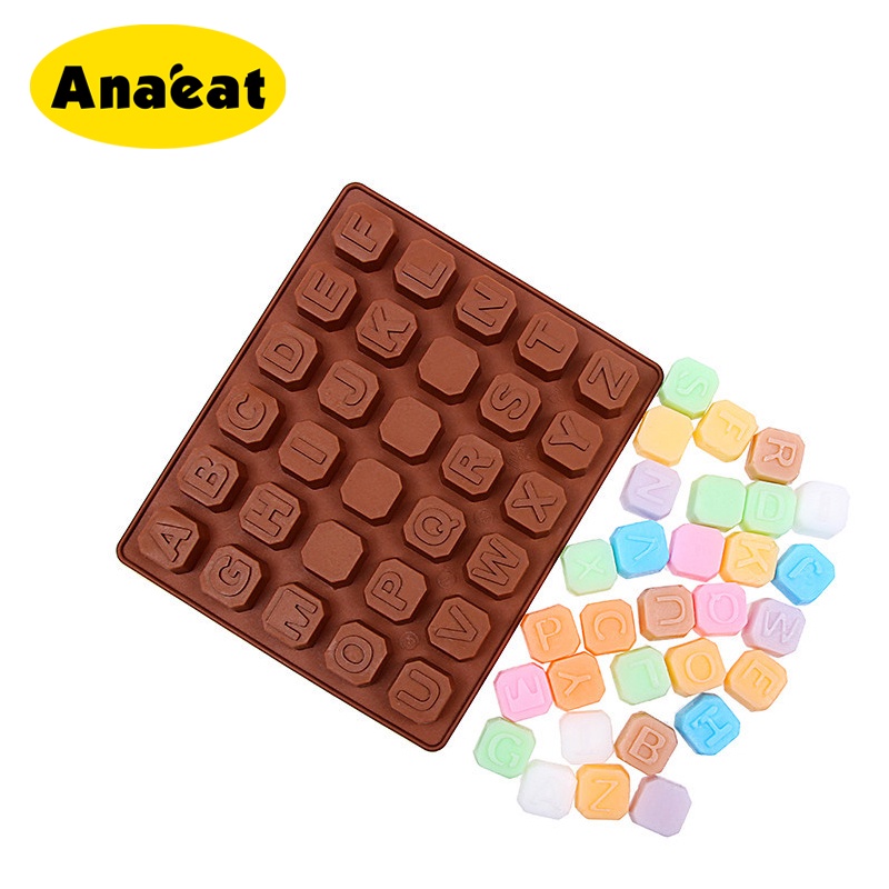 Khuôn silicone Anaeat làm bánh kẹo chocolate 26 ngăn hình chữ cái 15.5 x 18cm