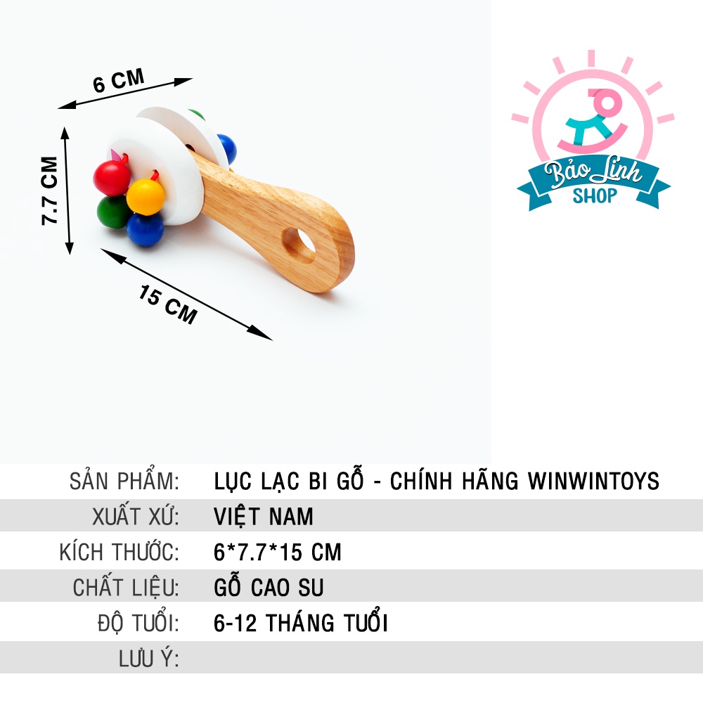 Đồ chơi cho bé 6-12 tháng - Lục lạc gỗ tập cầm nắm CHÍNH HÃNG Winwintoy