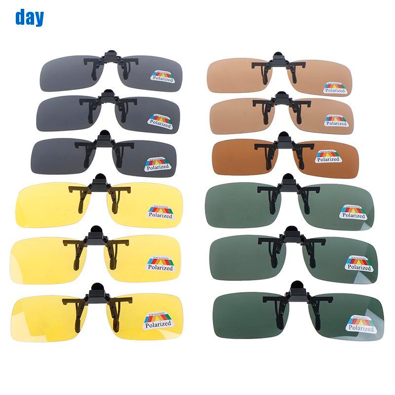 [jing] Clip-on Polarized Day Night Vision Flip-up Lens Driving Glasses Sunglasses [vn]