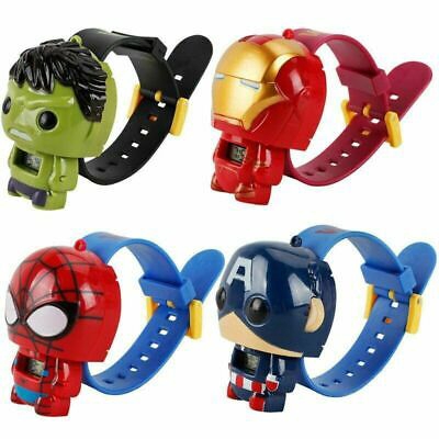Đồng hồ điện tử cho bé hình nhân vật siêu anh hùng The Avengers Hulk Iron Man Spider Man America Captain 3D