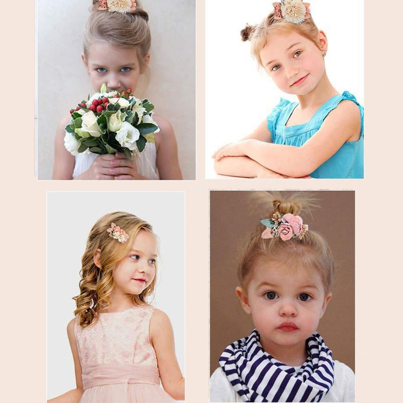 Set 3 Kẹp Tóc Cá Sấu Màu Hồng Họa Tiết Hoa Xinh Xắn Dễ Phối Đồ