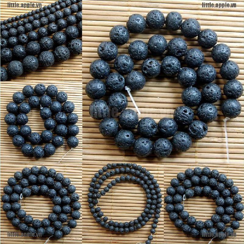 Nhẫn Chuỗi Hạt Đá Nham Thạch Đen Tự Nhiên 15 Màu