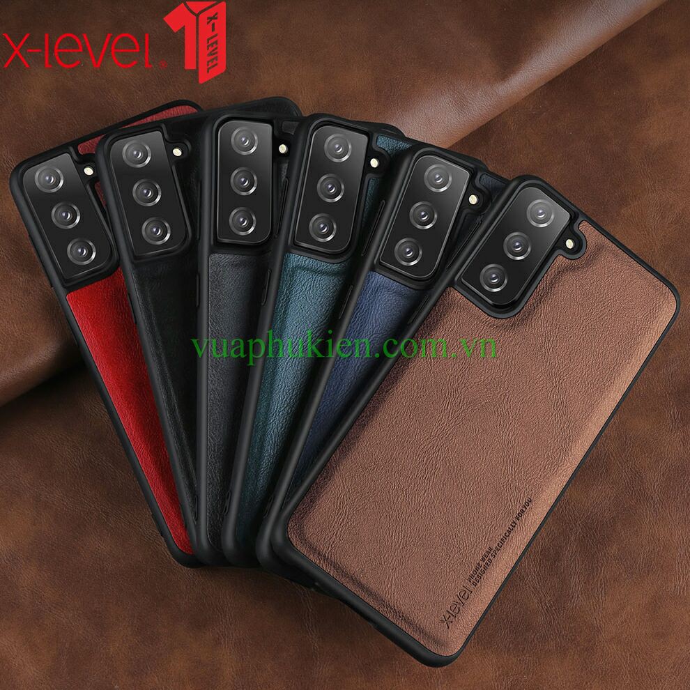 Ốp lưng da X-Level cho Samsung S21, S21 Plus, S21 Ultra Viền dẻo chống sốc chính hãng