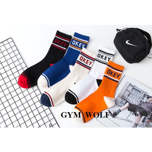 Vớ Unisex chữ OKEY cao cổ nhiều màu, phong cách thể thao, năng động.