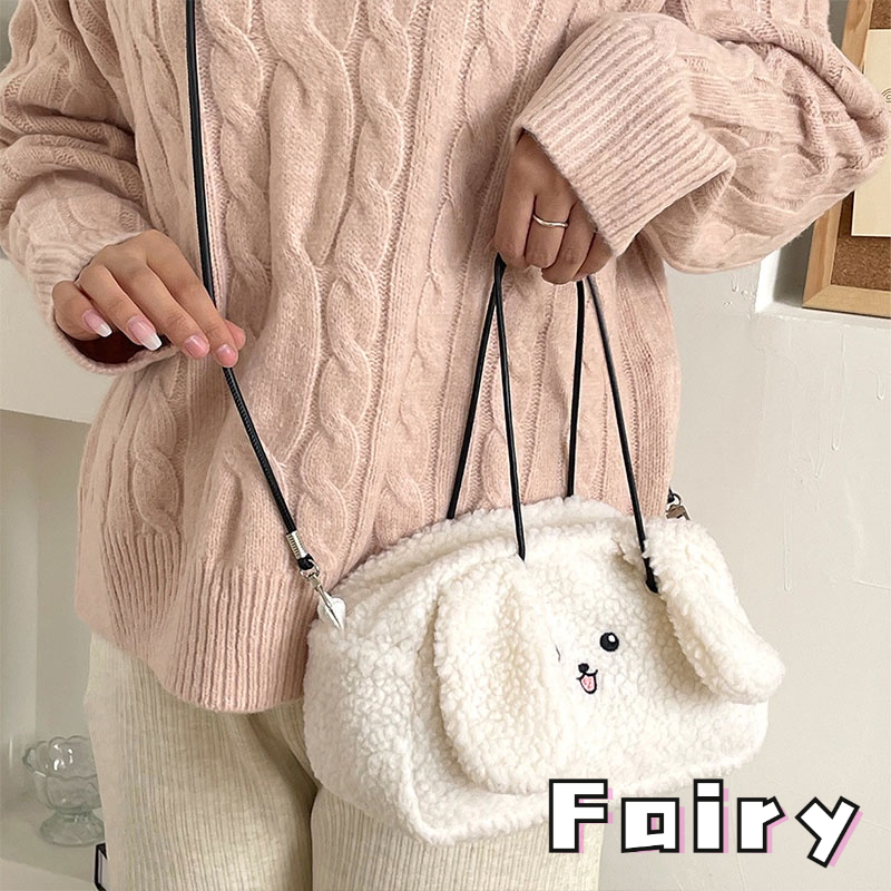 Túi Đeo Chéo Hình Chú Thỏ Bông Mềm Mại Thời Trang Thu Đông 2022