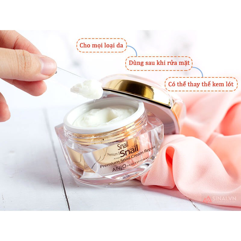 Kem dưỡng da tái tạo phục hồi cao cấp Anjo Professional Snail Premium Snail Cream Repair Hàn Quốc