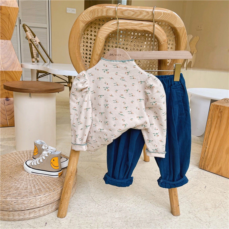 Áo Sơ Mi Cổ Cao Họa Tiết Hoa Phong Cách Nhật Hàn Thời Trang Xuân Thu Cho Bé Gái 1 Tuổi
