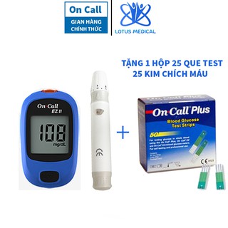 Máy đo đường huyết ON CALL EZ II  - Máy đo tiểu đường tặng kèm 25 que thử và 25 kim chích