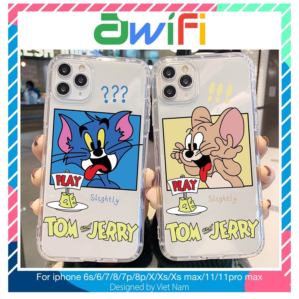 Ốp lưng iphone tom jery play trong 5/5s/6/6plus/6s/6splus/7/7plus/8/8plus/x/xr/xs/11/12/pro/max/plus/promax - Awifi P4-8