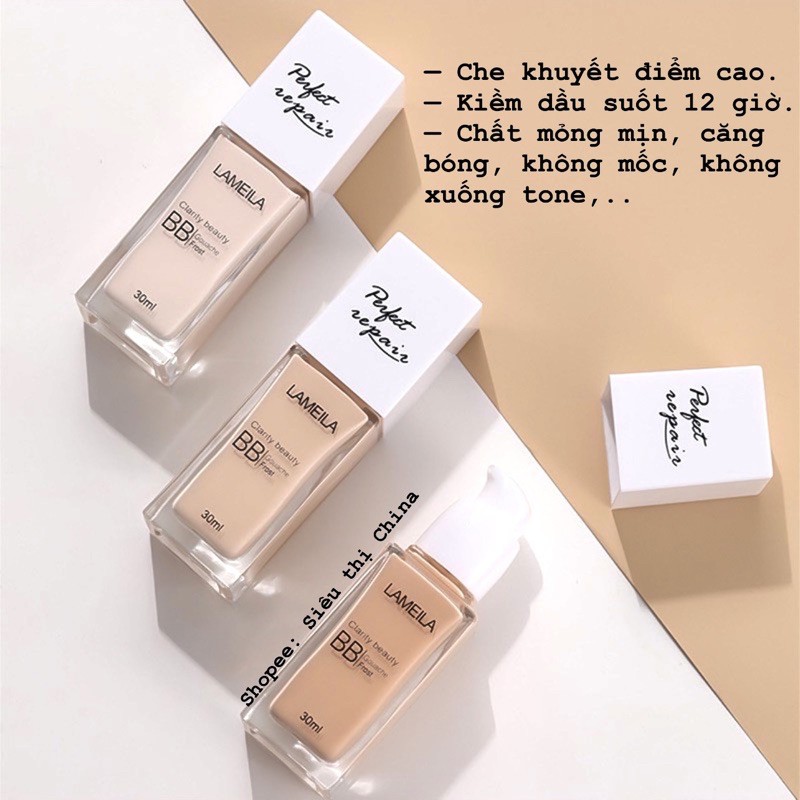 Kem Nền Che Khuyết Điểm Thần Thánh LAMEILA Kiềm Dầu Lâu Trôi Phấn Phủ Nền LAMEILA PERFECT CONCEALER FOUNDATION Trắng