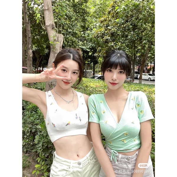 Áo croptop dây cột ngang eo