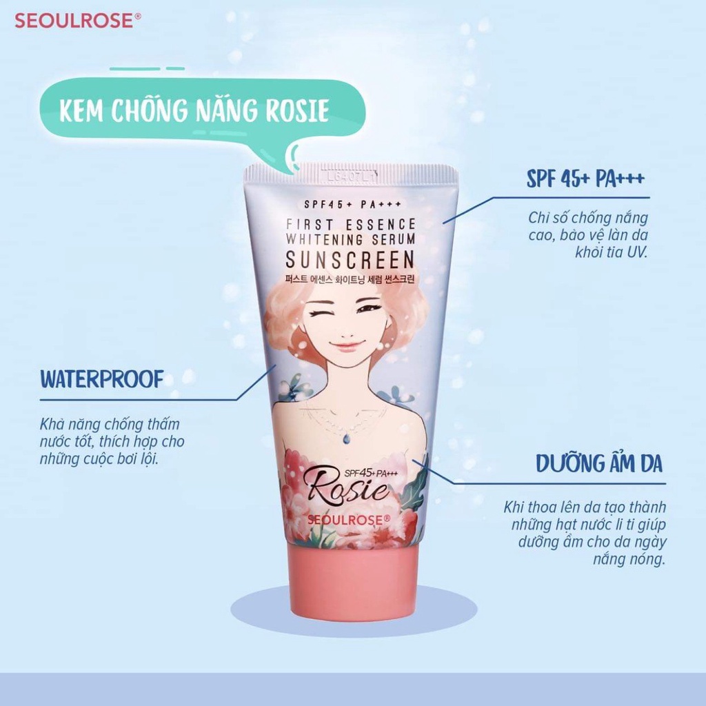 Kem Chống Nắng Rosie Seoulrose Cosmetics SPF45+++ 45g Dành Cho Da Mặt Và Toàn Thân
