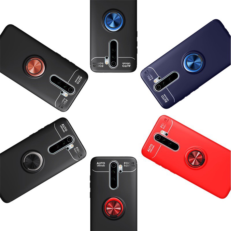 Ốp Điện Thoại Silicon Dẻo Kèm Giá Đỡ Nhẫn Từ Tính Gắn Xe Hơi Cho Xiaomi Redmi Note 9 8 7 6 Pro Max 9s 7s