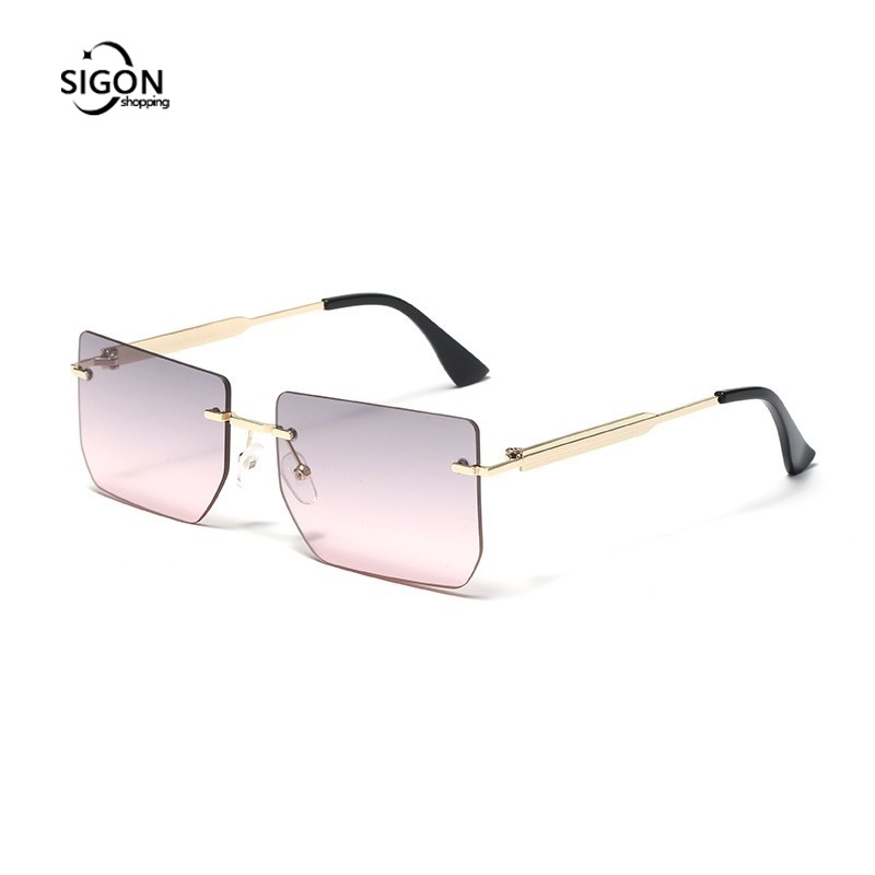 Kính Mát Gọng Vuông Không Viền Màu Gradient Thời Trang Đường Phố Cho Nam Và Nữ