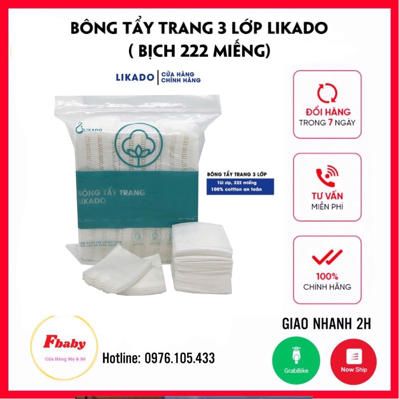 Bông Tẩy Trang 3 Lớp Likado Bịch 222 Miếng An Toàn Cho Da