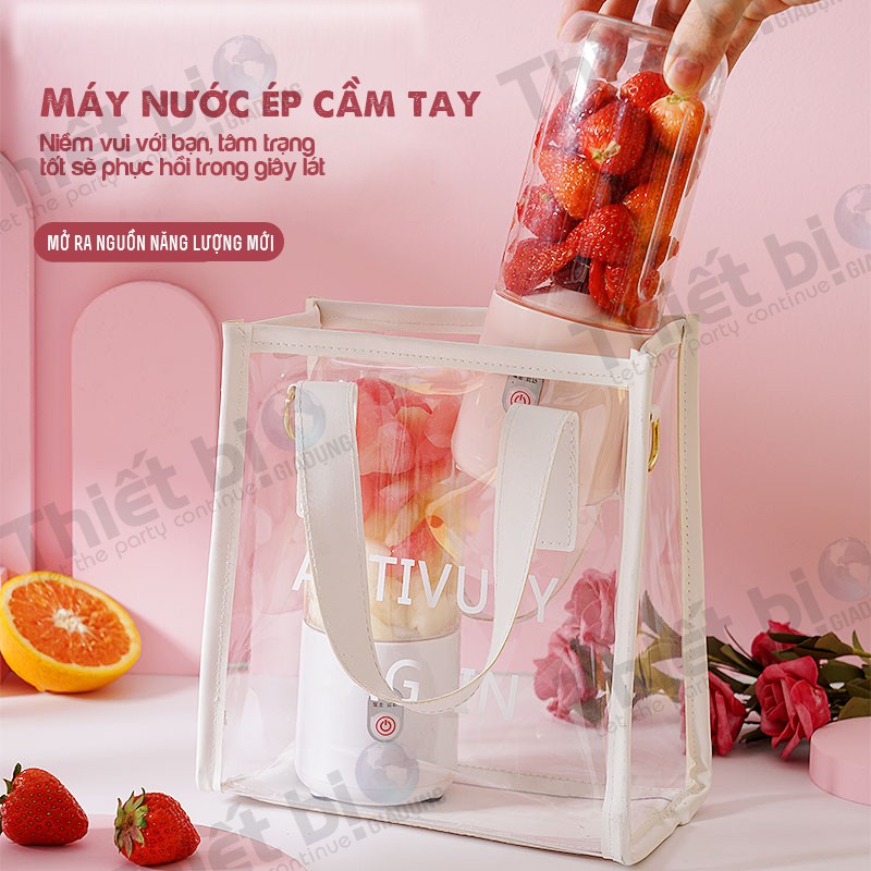 Máy xay sinh tố cầm tay mini sạc pin, Máy say sinh tố cầm tay đa năng mini 400ml