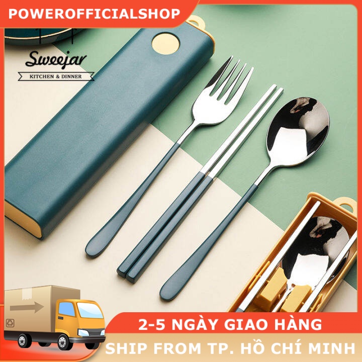 Bộ Dao Kéo Tiện Dụng Bằng Thép Không Gỉ 304, Có Hộp Đựng Muỗng Nĩa Bộ Đồ Ăn Đũa